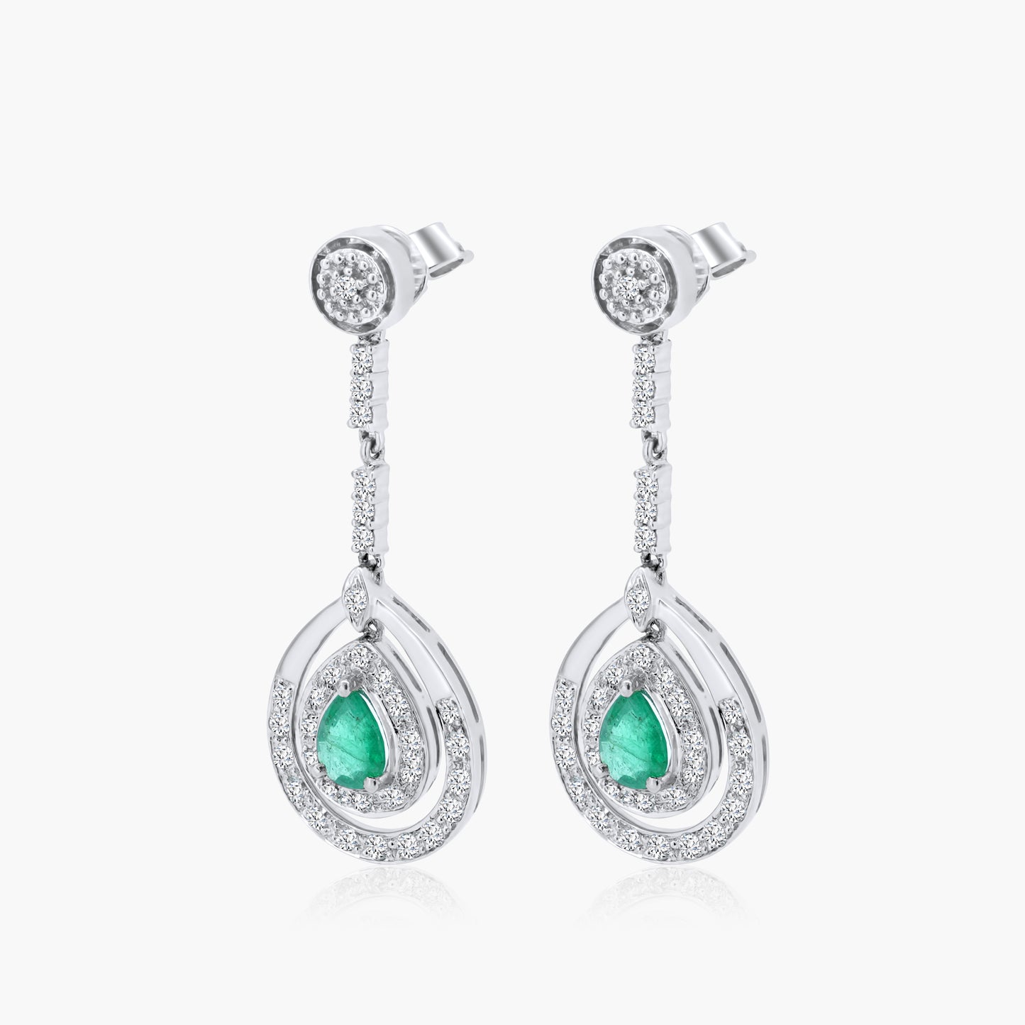 14K White Gold Colored Gemstone Dangle Earrings-E0236902