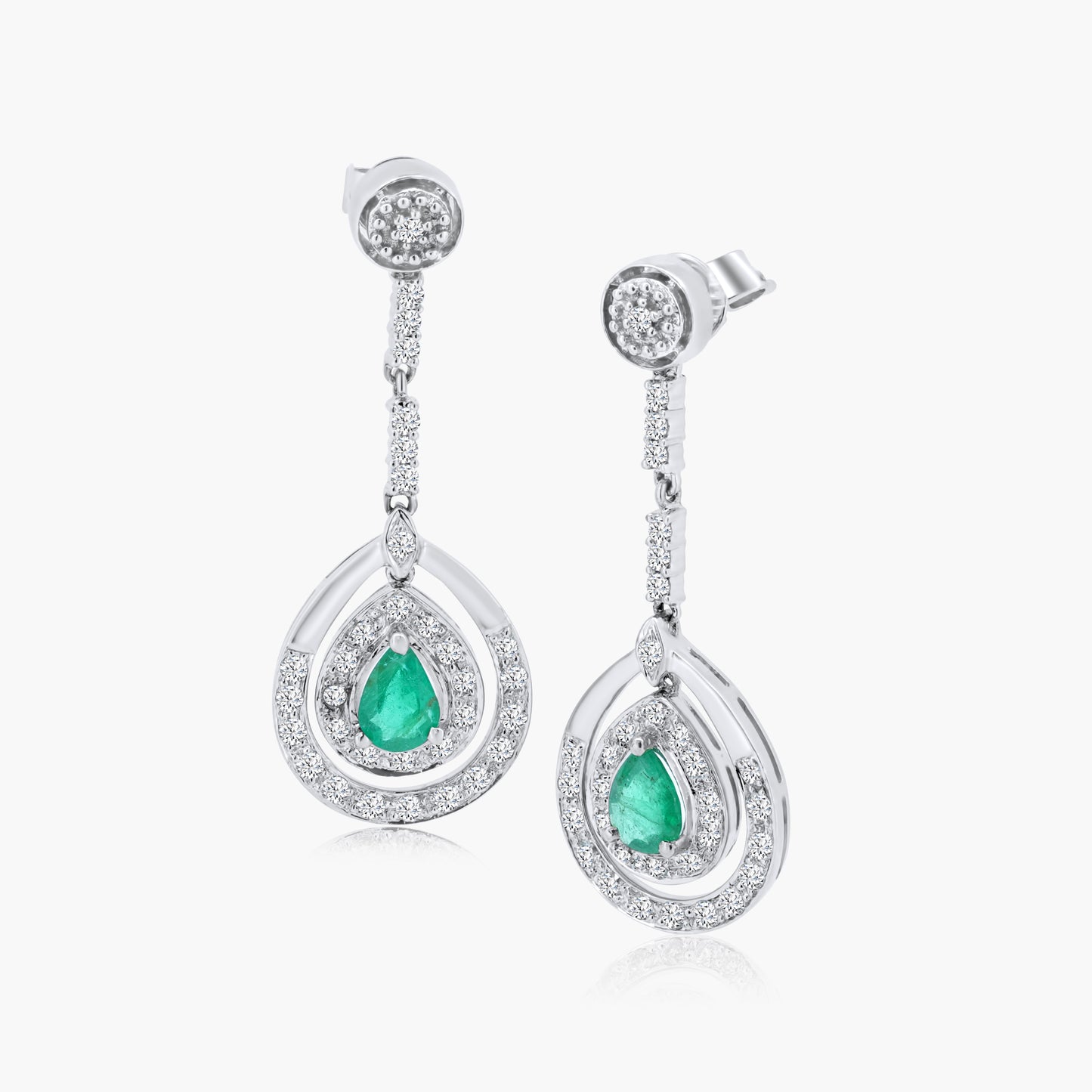 14K White Gold Colored Gemstone Dangle Earrings-E0236902