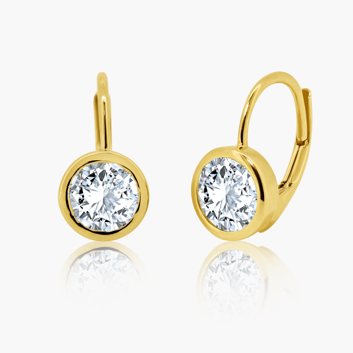 14K Yellow Gold Dainty Round Bezel Huggies - E05974