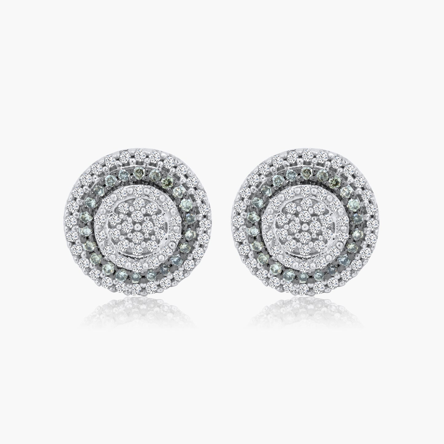 14K Two Tone Pave Diamond Stud Earrings-E100786AWBS3CHARC