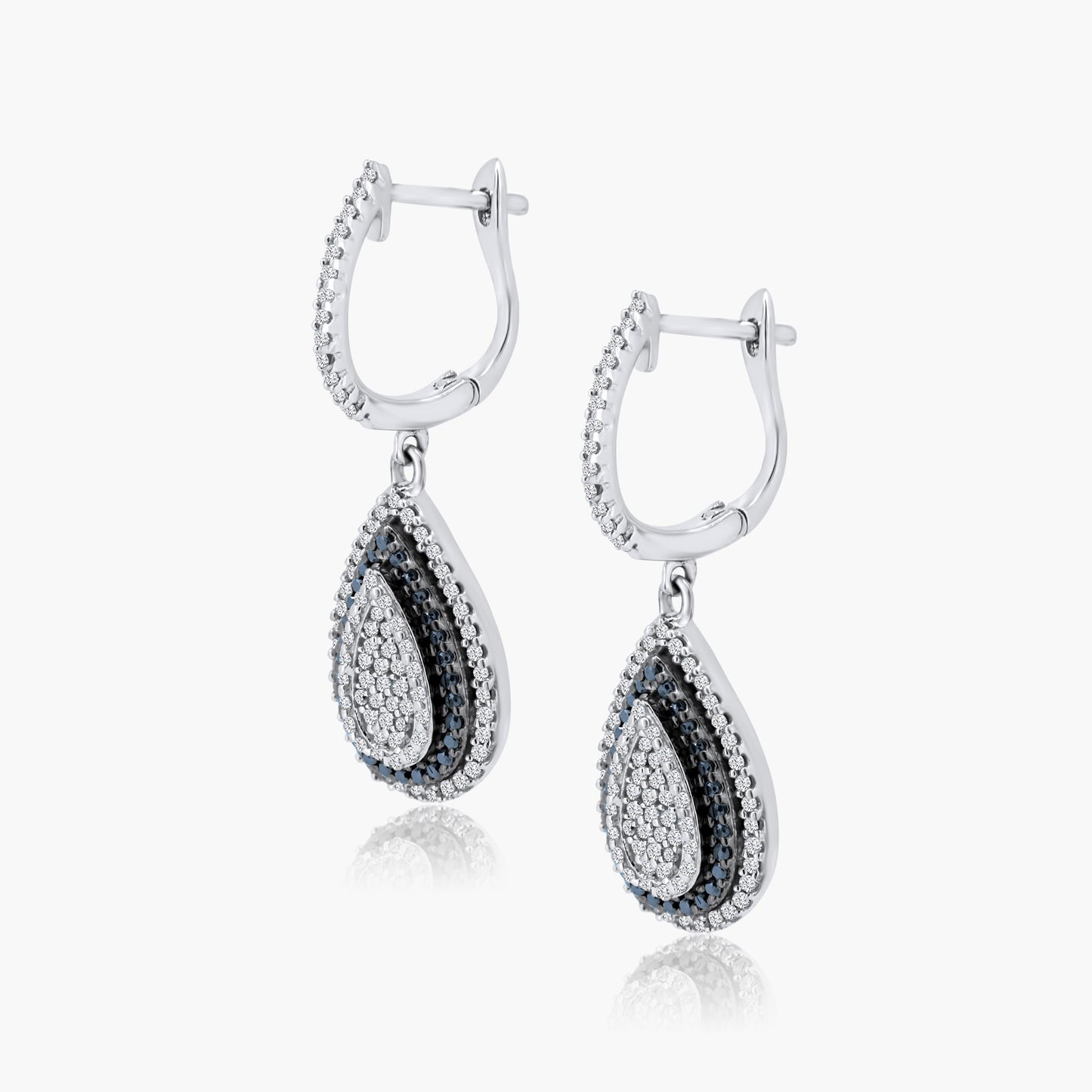 14K Two Tone Pave Diamond Dangle Earrings - E100786HWBS3BDA