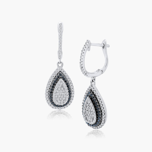 14K Two Tone Pave Diamond Dangle Earrings - E100786HWBS3BDA