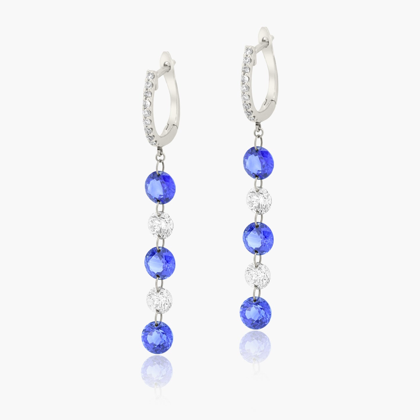 14K White Gold Colored Gemstone Dangle Earrings-E10MD0002GP