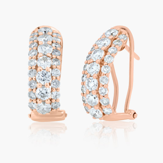 14K Rose Gold Pave Diamond Huggies-E120123AR0A