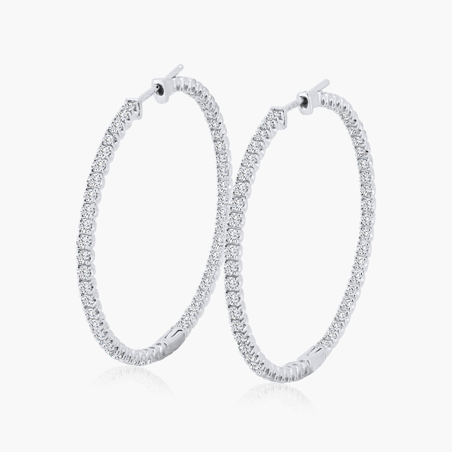 14K White Gold Hoop Earrings - E18554M01