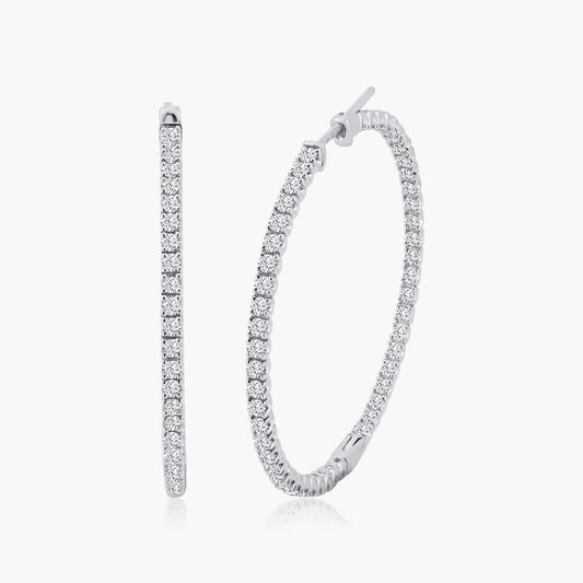 14K White Gold Hoop Earrings - E18554M01