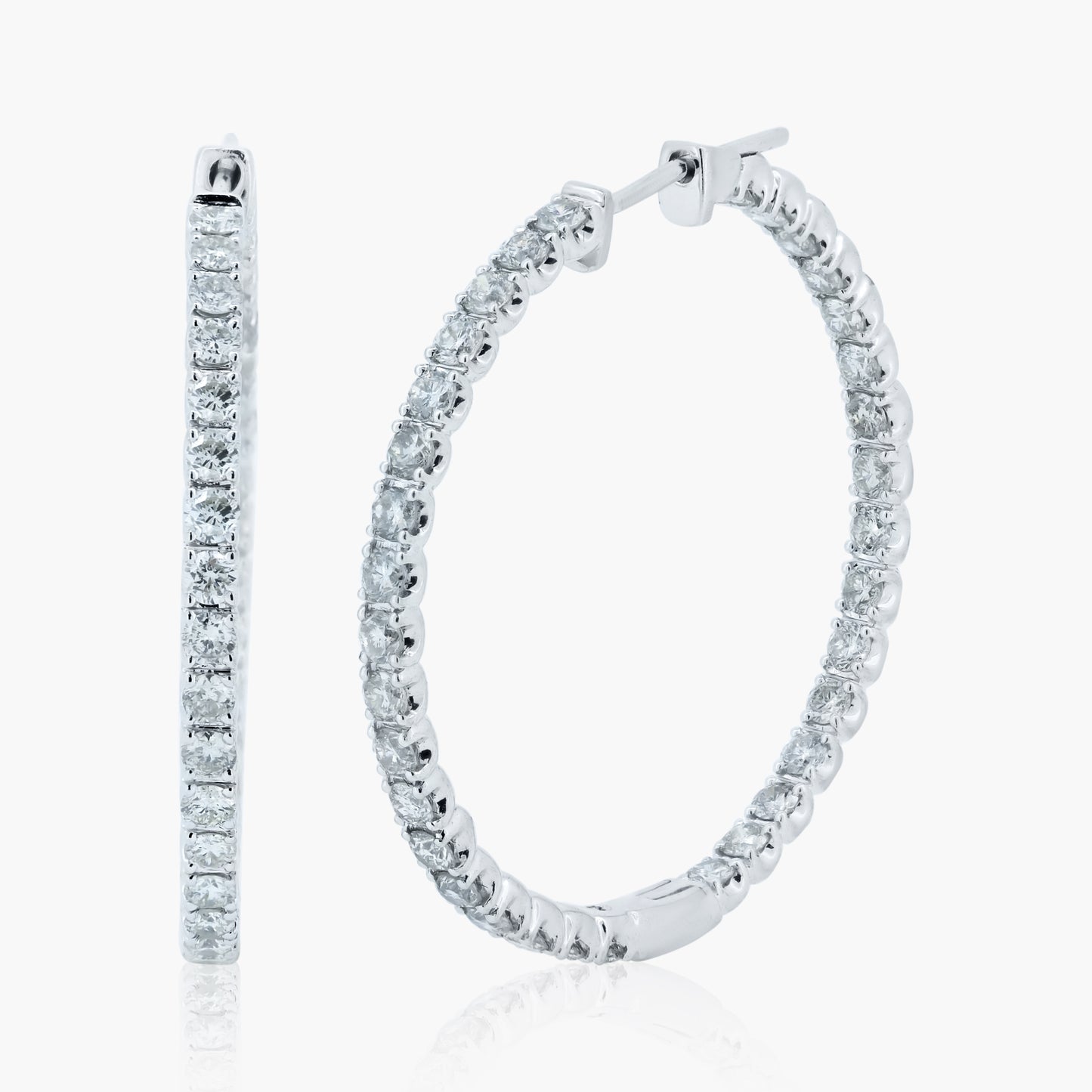 14K White Gold Hoop Earrings - E18554T01