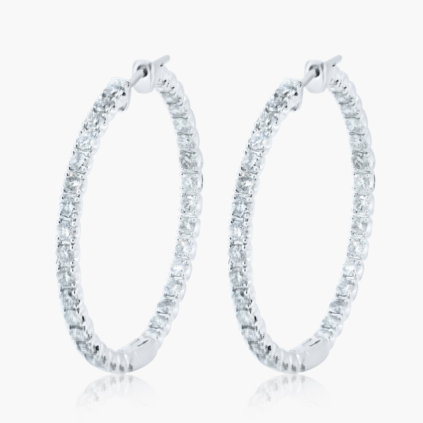 14K White Gold Hoop Earrings - E18554T01