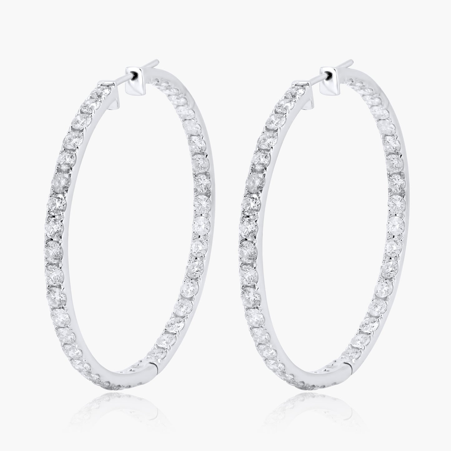 14K White Gold Hoop Earrings - E18878CD