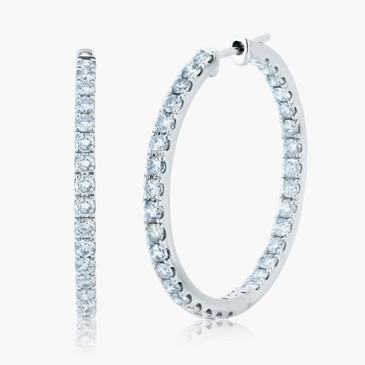 14K White Gold Hoop Earrings - E18878MBA01