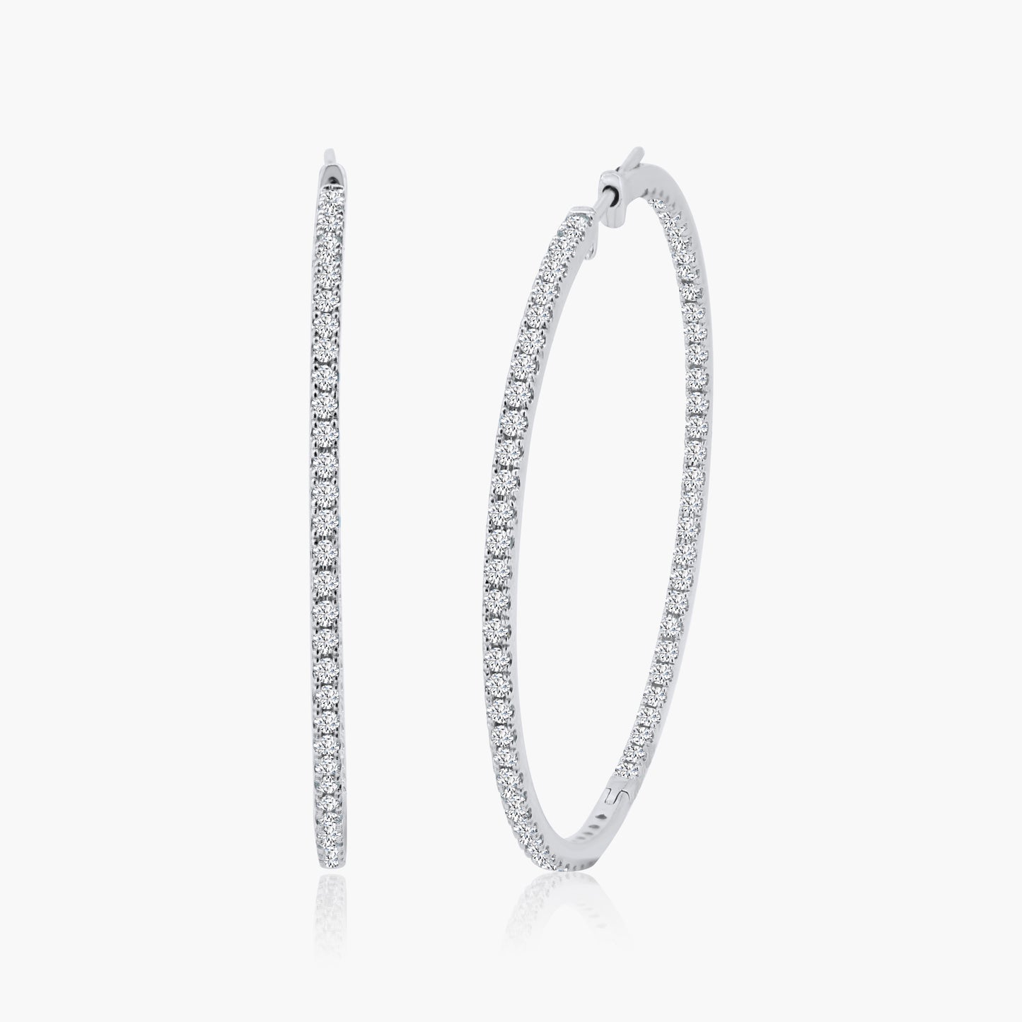 14K White Gold Hoop Earrings-E18878MQA01