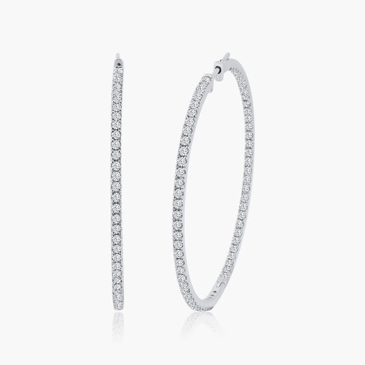 14K White Gold Hoop Earrings-E18878MQA01