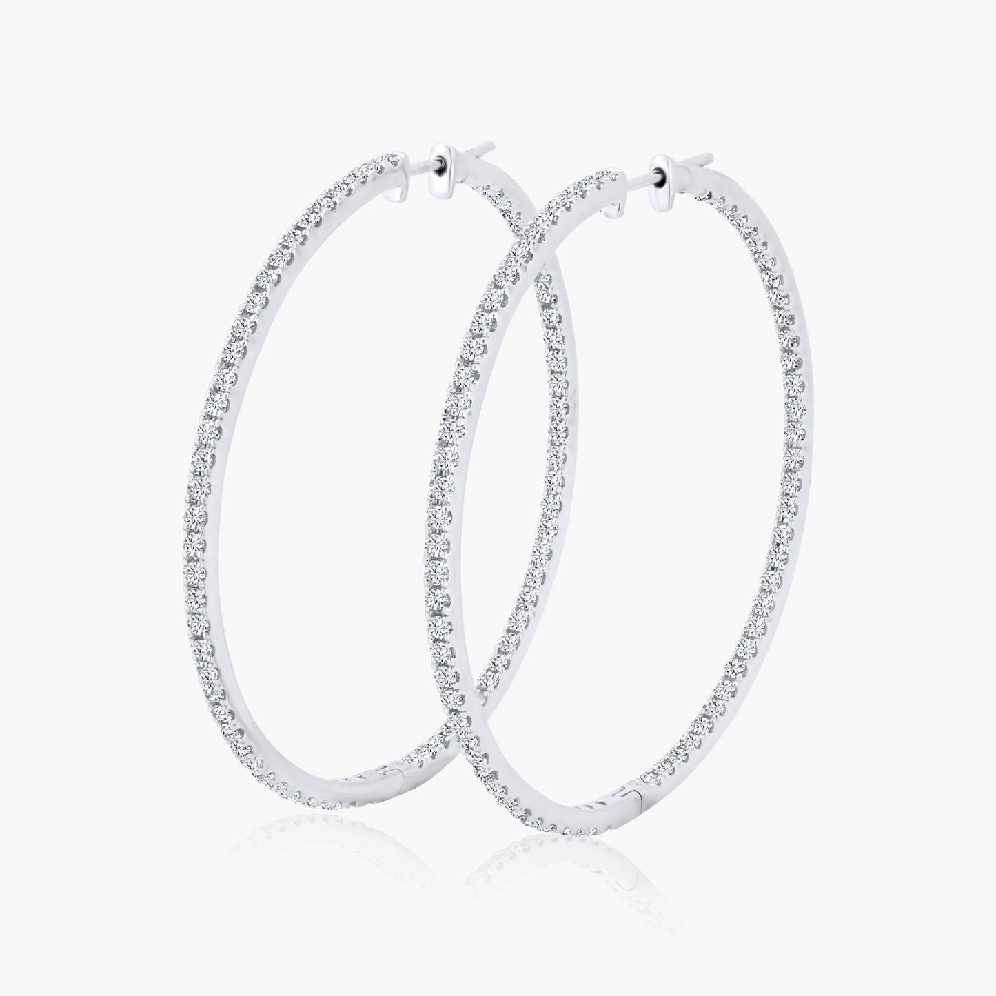 14K White Gold Hoop Earrings-E18878MQA01