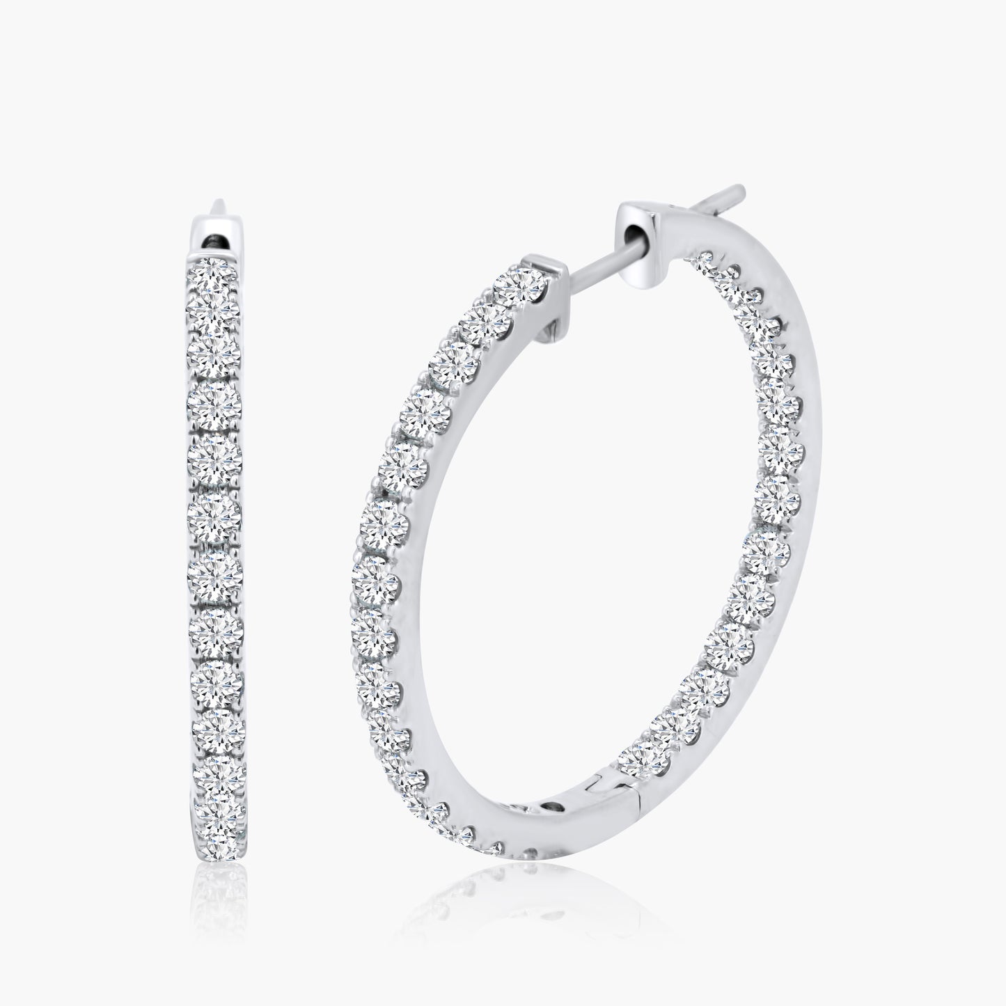 14K White Gold Hoop Earrings - E18878UA