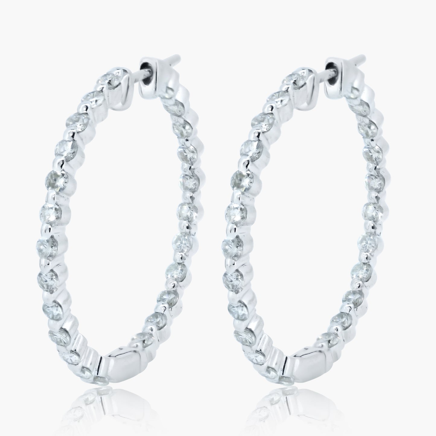 14K White Diamond Hoop Earrings - E20714AH