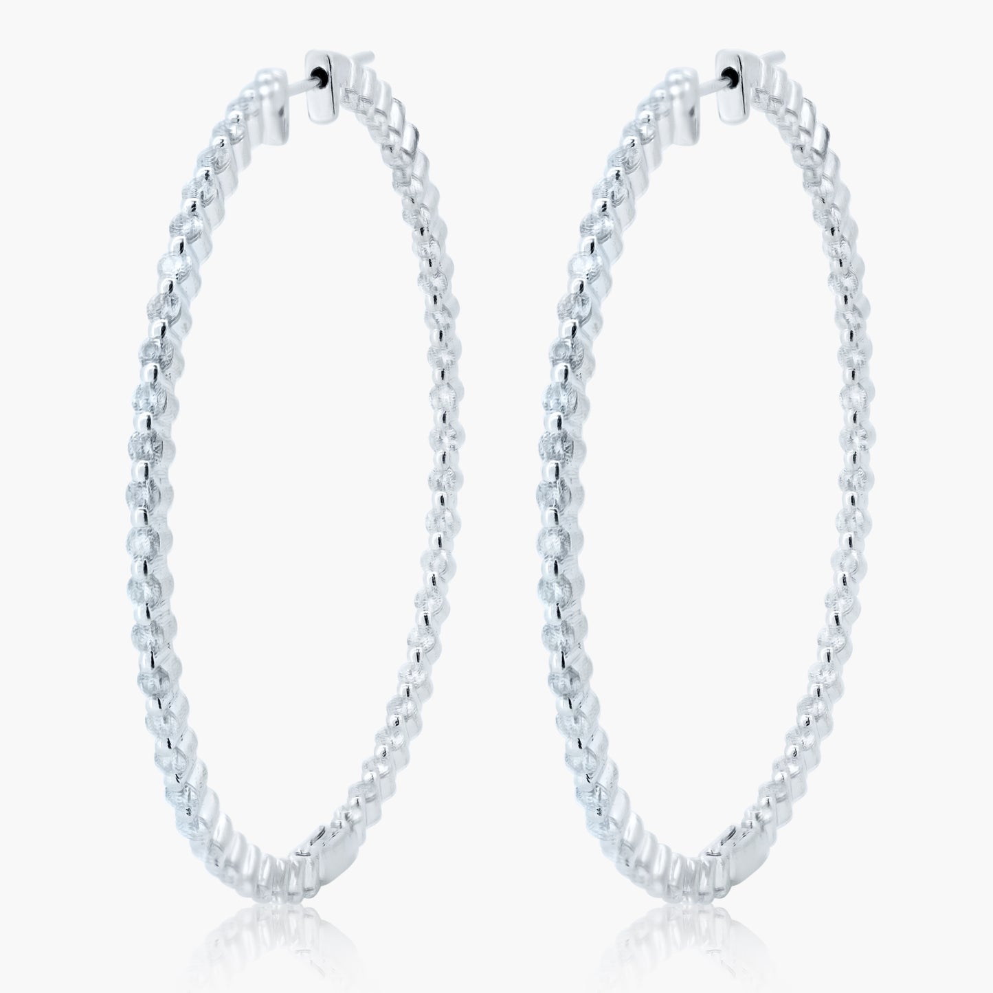 14K White Gold Hoop Earrings - E20714AW01