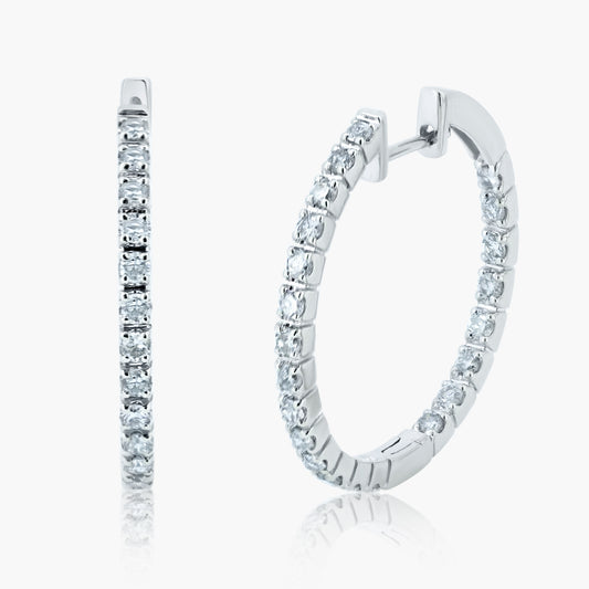 14K White Gold Hoop Earrings - E519501