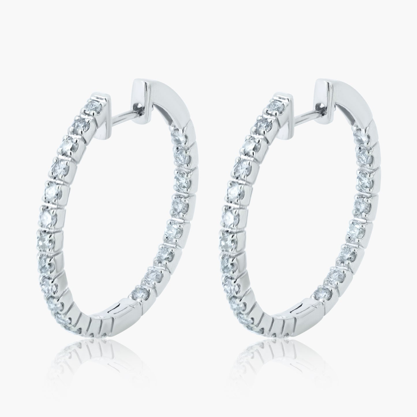 14K White Gold Hoop Earrings - E519501