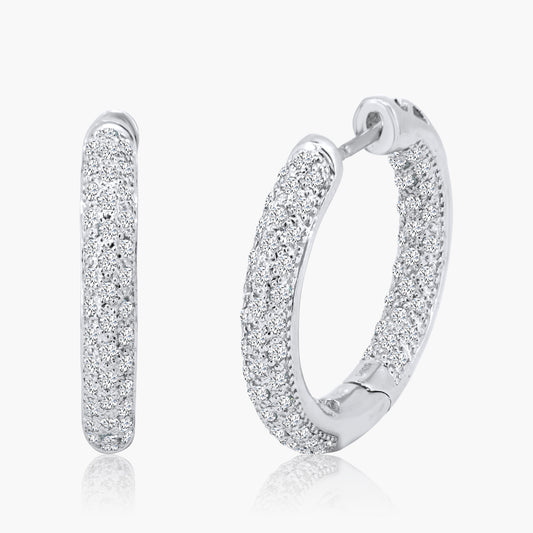 14K White Gold Hoop Earrings - E539901