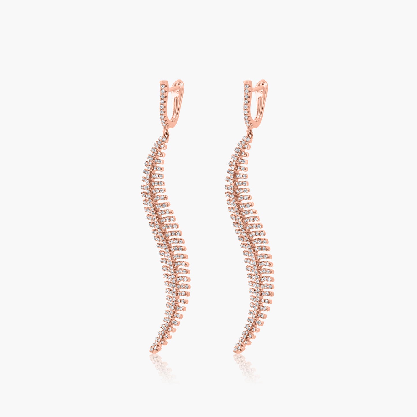 18K Rose Gold Palm Leaf Dangle Earrings-E602015