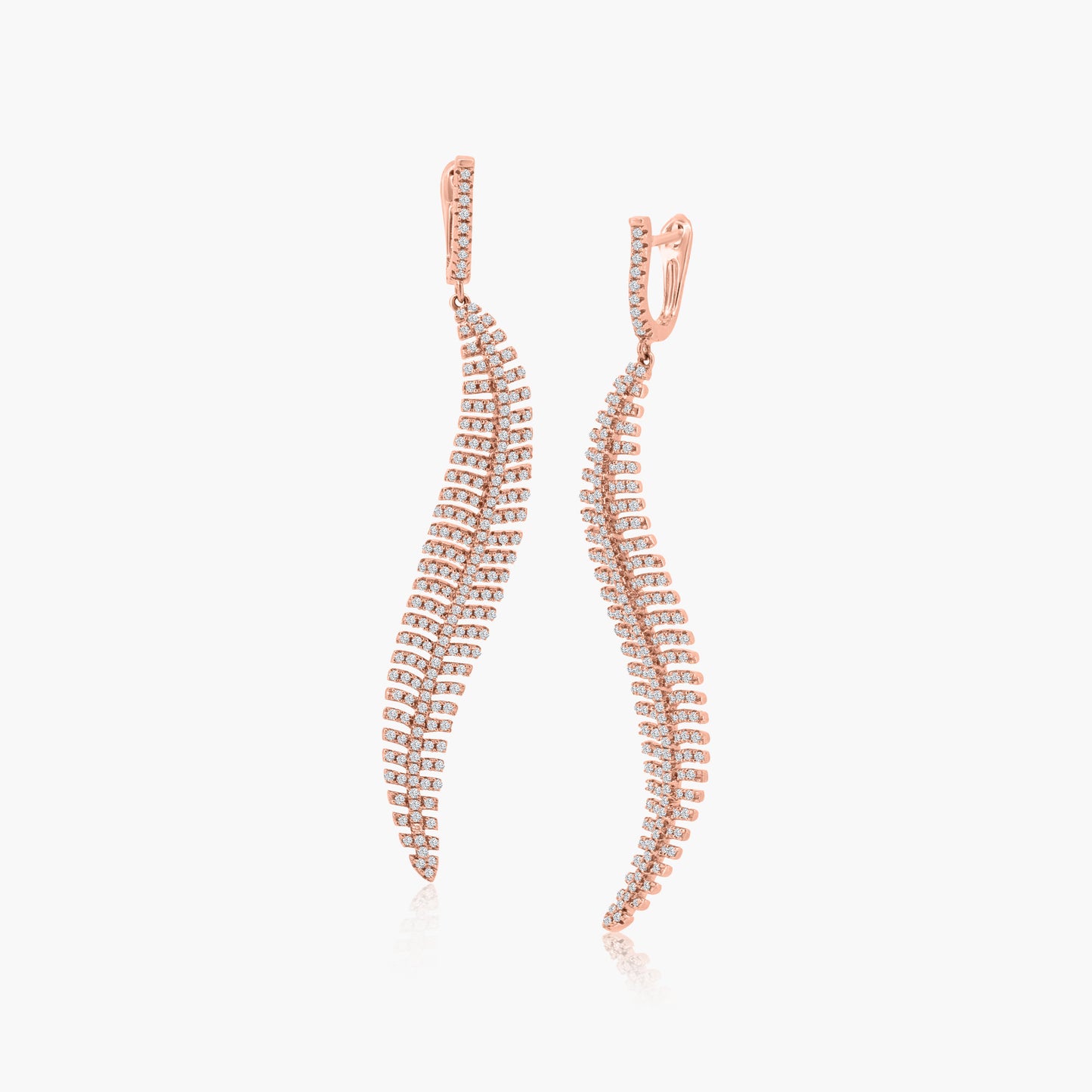 18K Rose Gold Palm Leaf Dangle Earrings-E602015