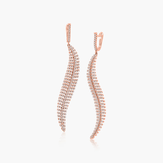 18K Rose Gold Palm Leaf Dangle Earrings-E602015