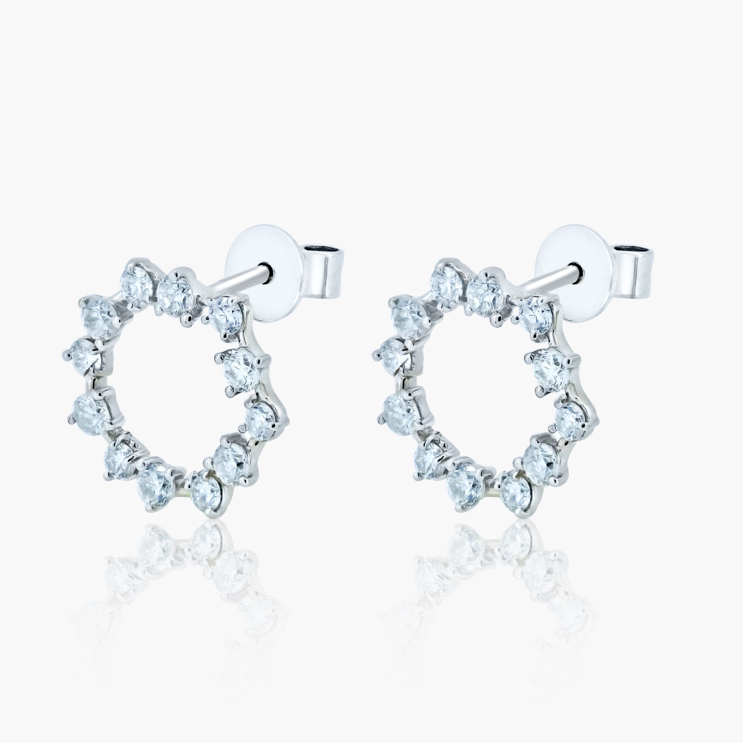 14K White Gold Round Diamond Earrings - E60223201O-1