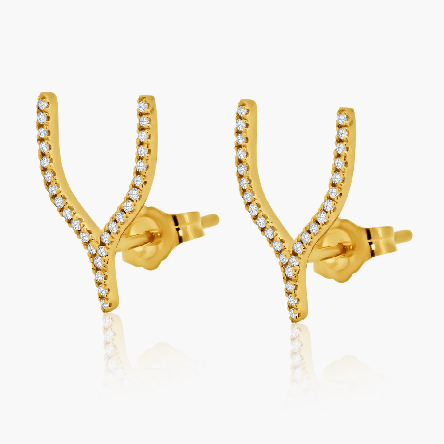 14K Yellow Gold Dainty Stud Earrings - E603973