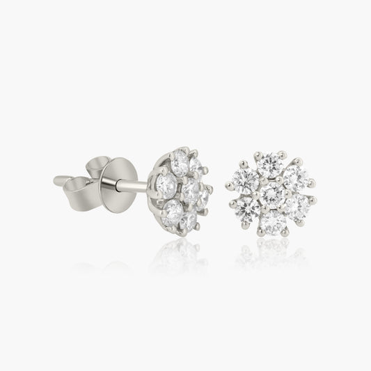 14K White Gold Dainty Flower Stud Earrings-E60464902