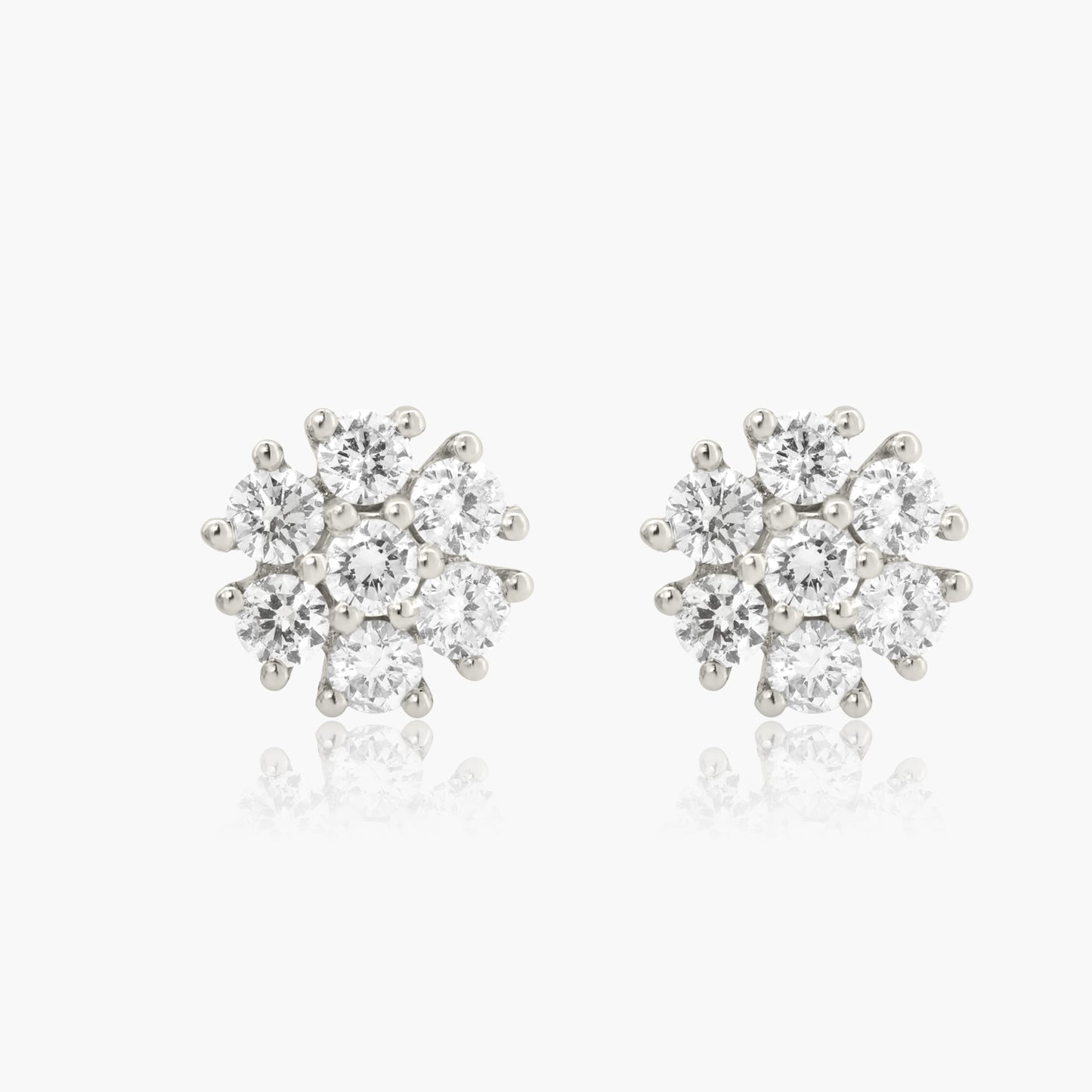 14K White Gold Dainty Flower Stud Earrings-E60464902