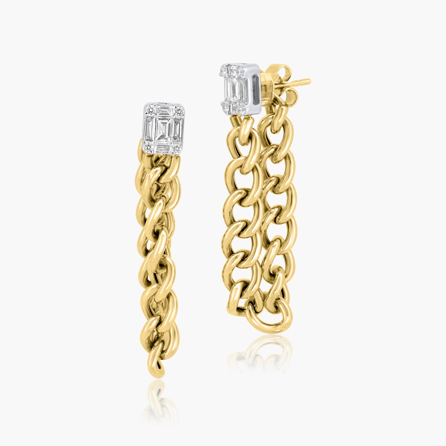 14K Yellow Gold Pave Diamond Stud Earrings-E6051651