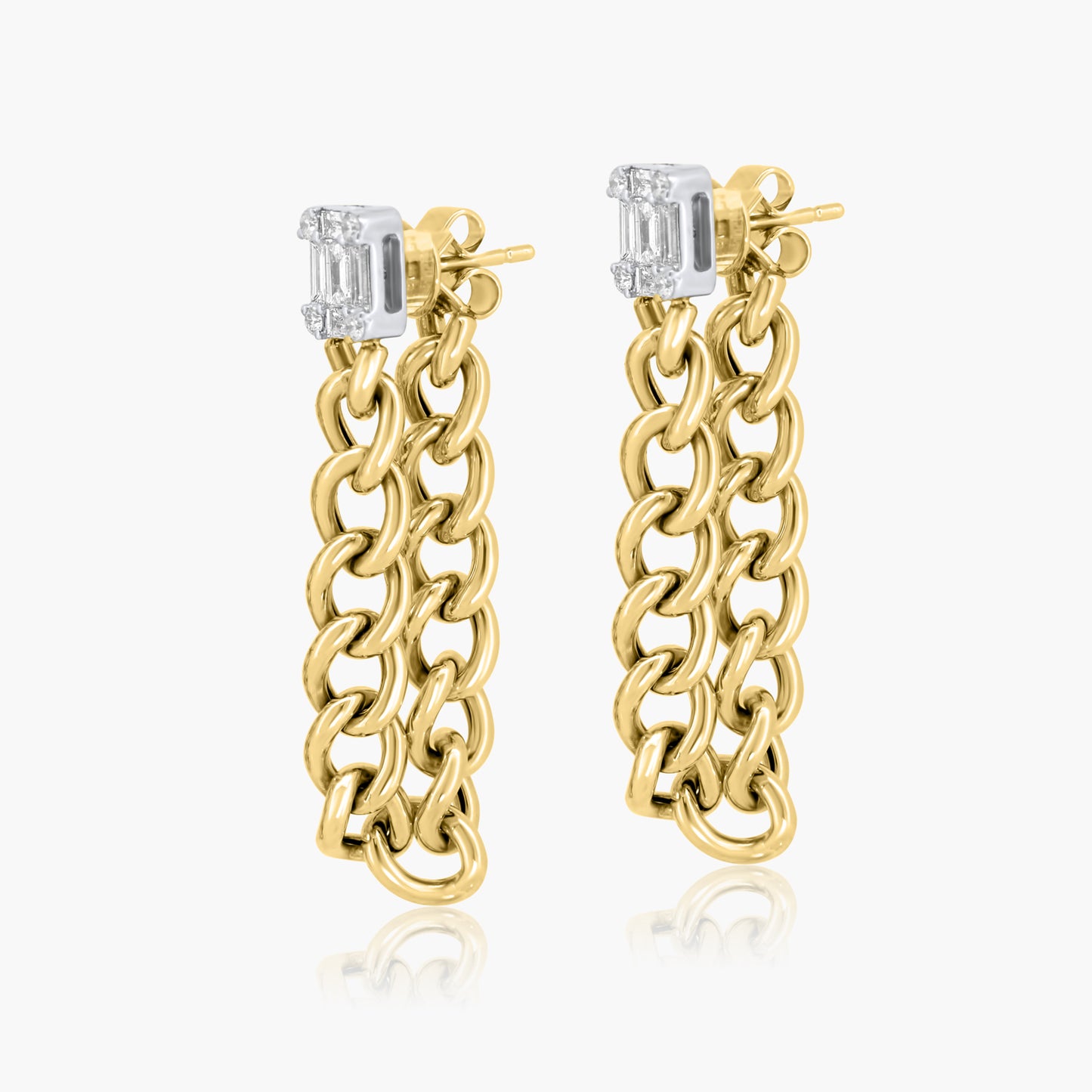 14K Yellow Gold Pave Diamond Stud Earrings-E6051651