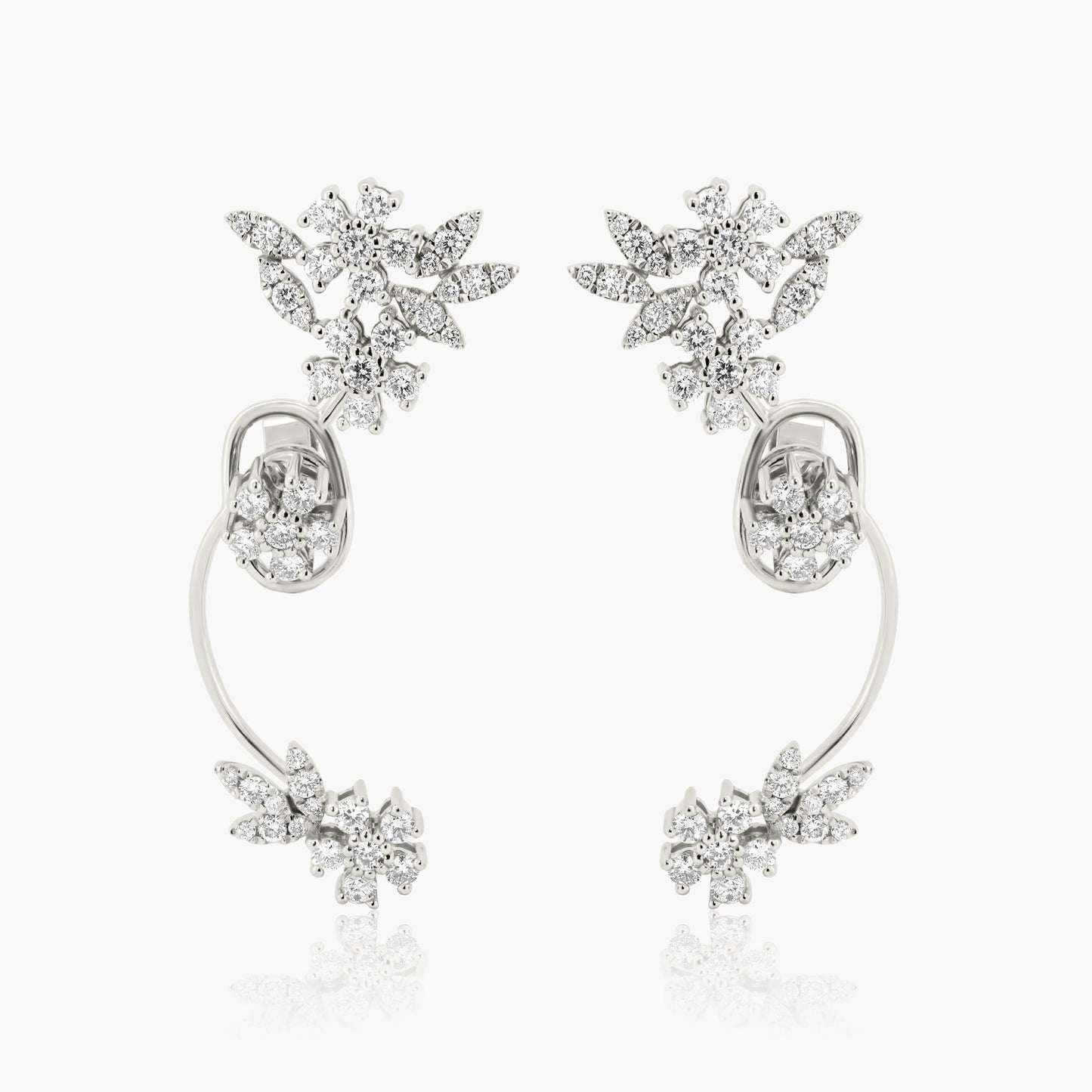 14K White Gold Statement Ear Climber Earrings-E60517301