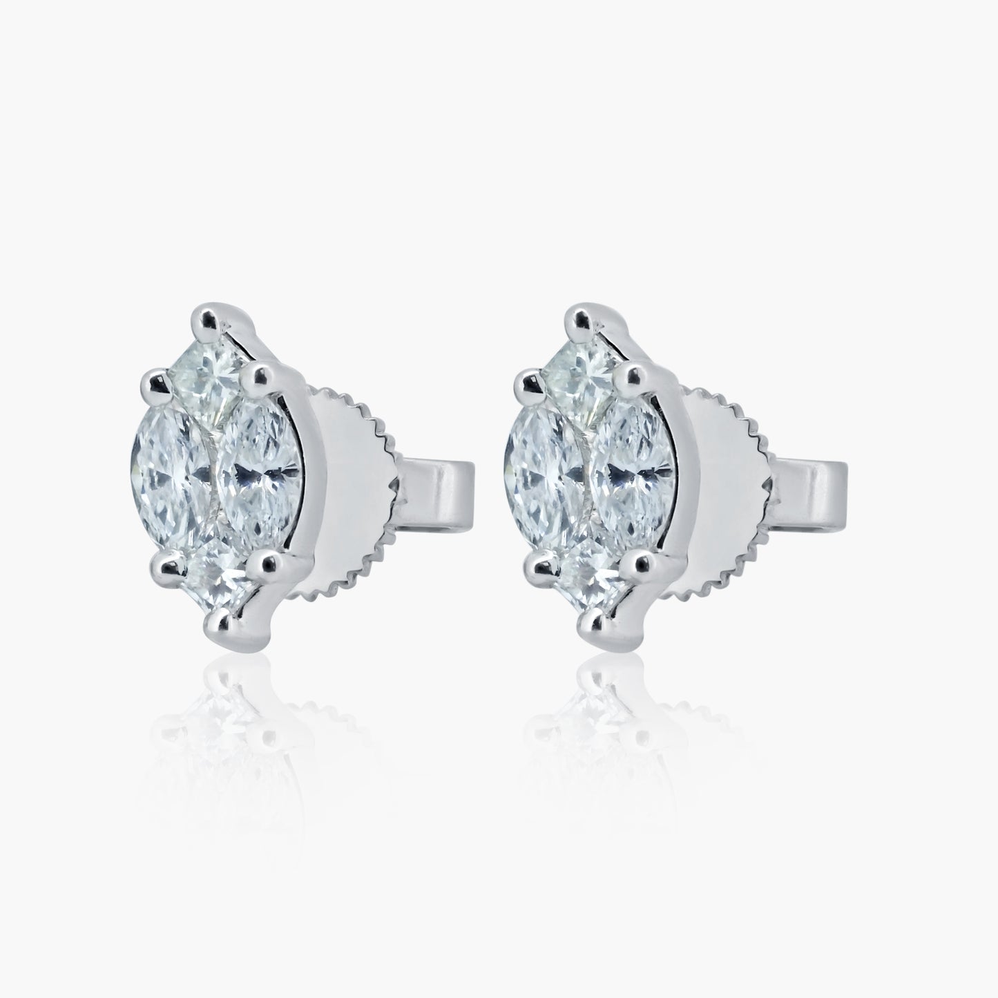 14K White Gold Dainty Stud Earrings-E60517302