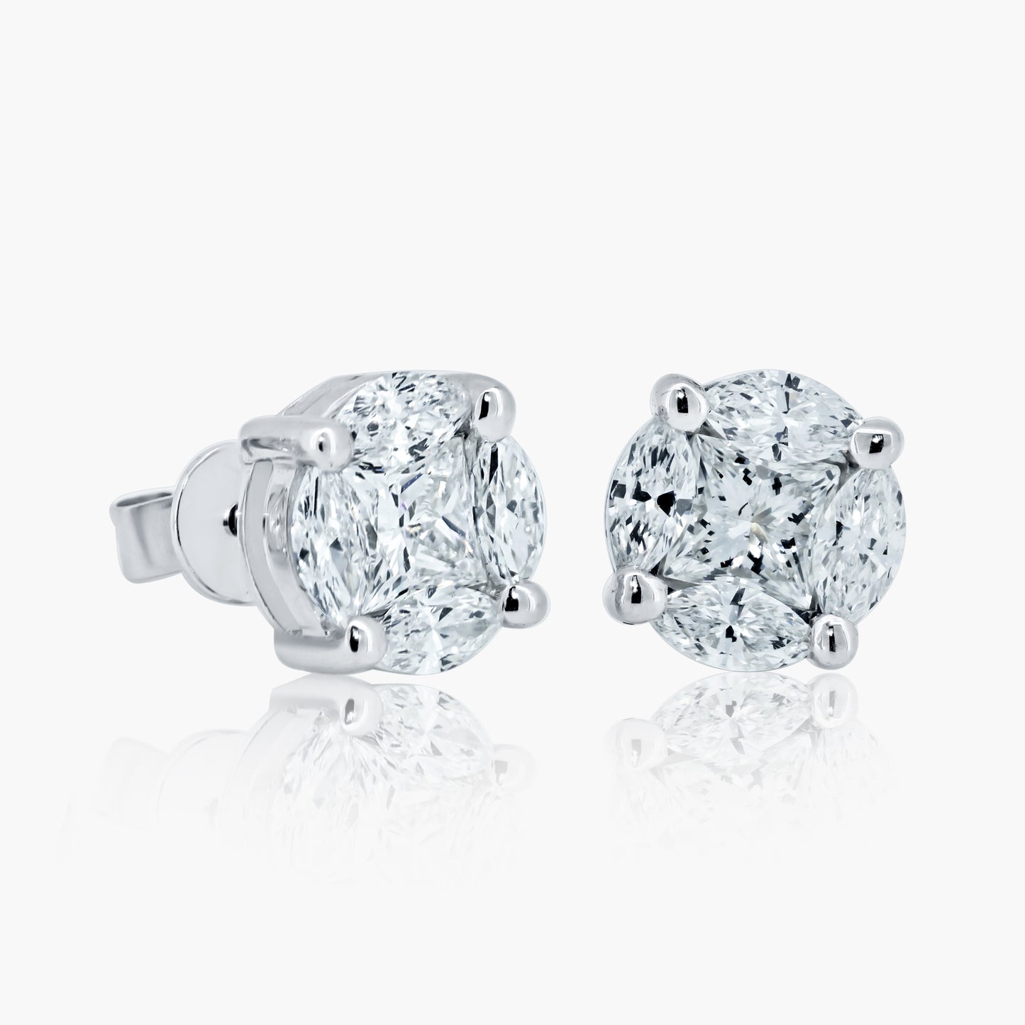 14K White Gold Illusion Stud Earrings-E60523904