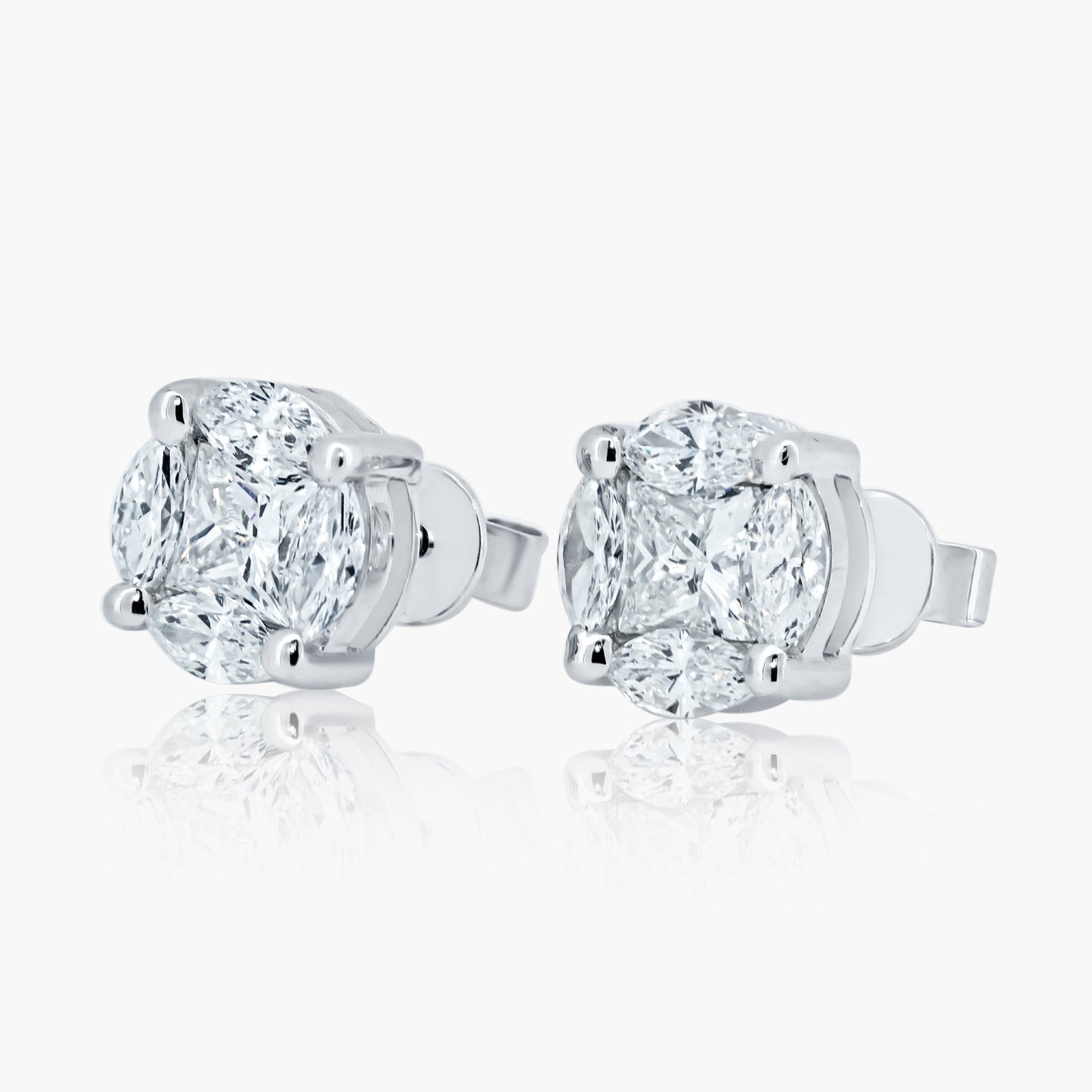 14K White Gold Illusion Stud Earrings-E60523904