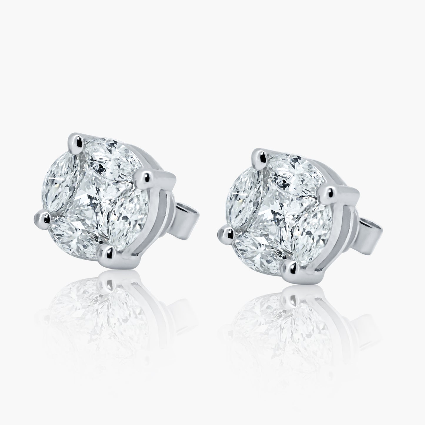 14K White Gold Dainty Stud Earrings-E60523905