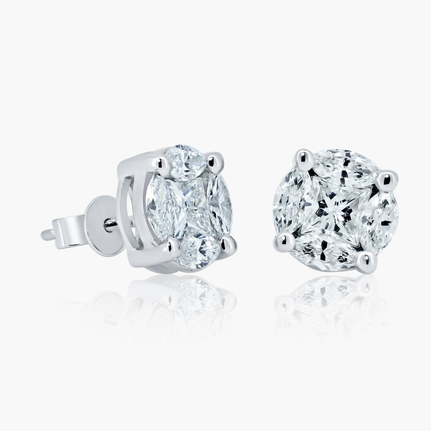 14K White Gold Dainty Stud Earrings-E60523905