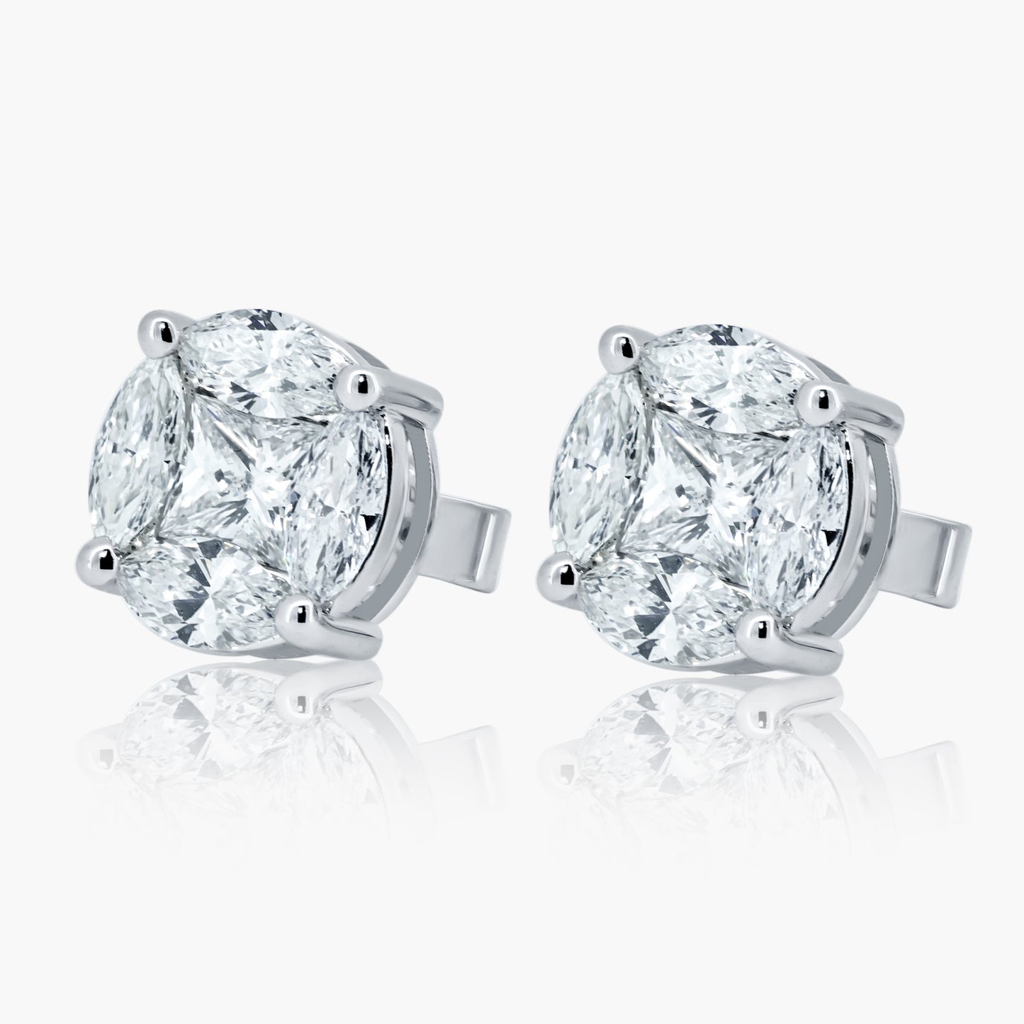 14K White Gold Illusion Stud Earrings-E60523908