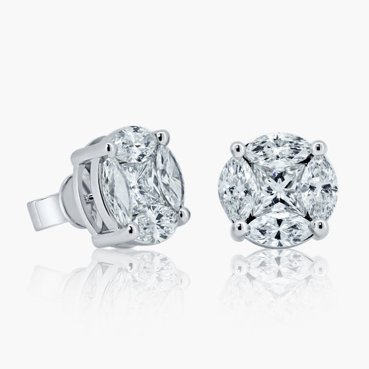 14K White Gold Illusion Stud Earrings-E60523908