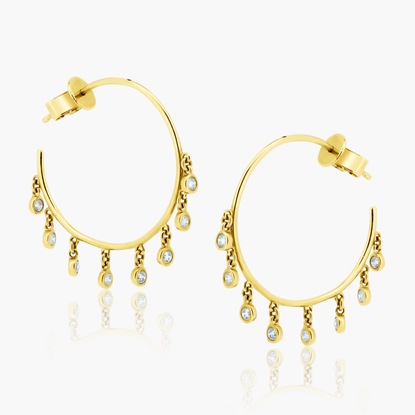 14K Yellow Gold Dangle Hoop Earrings-E60534803