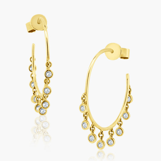 14K Yellow Gold Dangle Hoop Earrings-E60534803