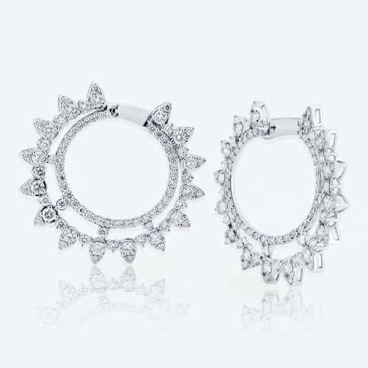 14K White Gold Hoop Earrings-E605541