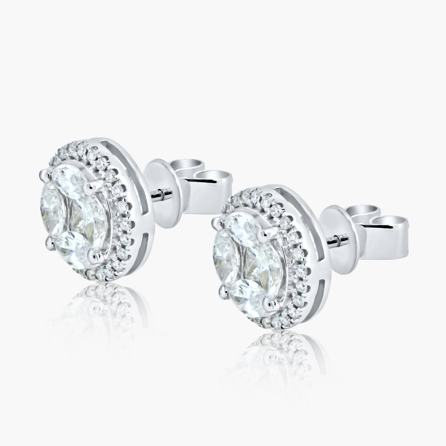 14K White Gold Illusion Stud Earrings-E60556902B