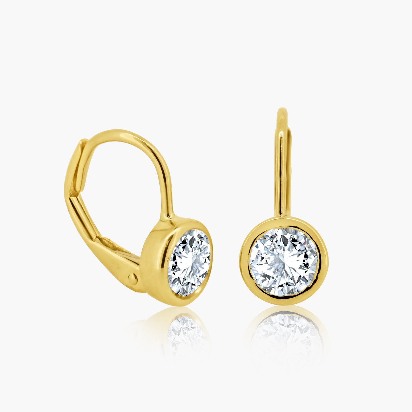 14K Yellow Gold Round Bezel Huggies - E60597402