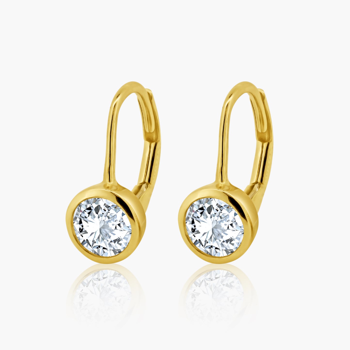 14K Yellow Gold Round Bezel Huggies - E60597402