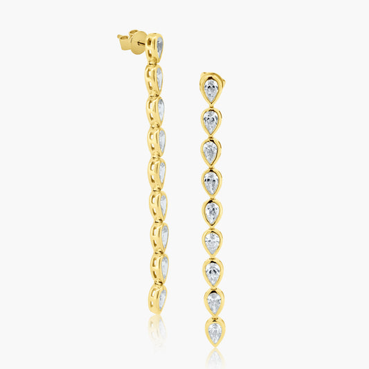 14K Yellow Gold Pear Bezel Dangle Earrings - E60602601