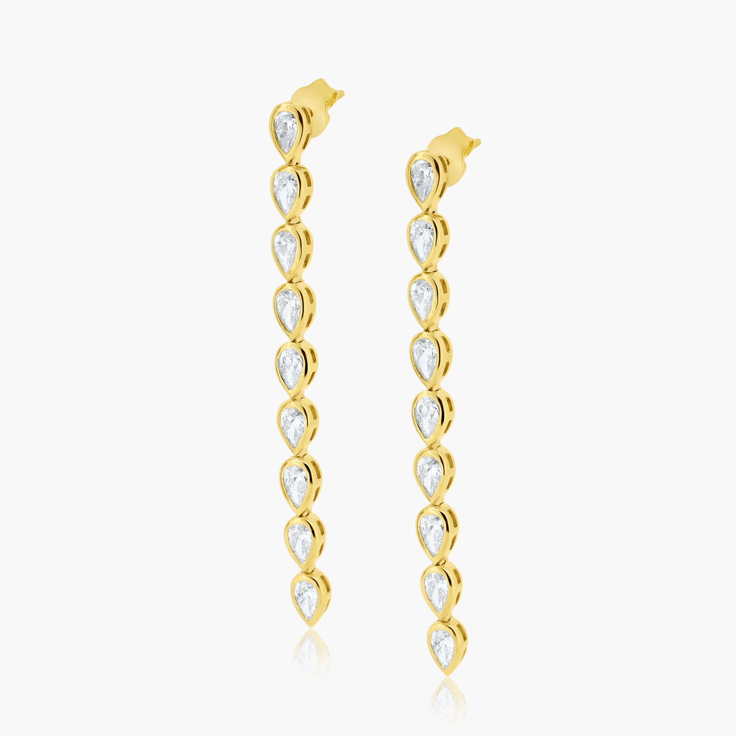 14K Yellow Gold Pear Bezel Dangle Earrings - E60602601