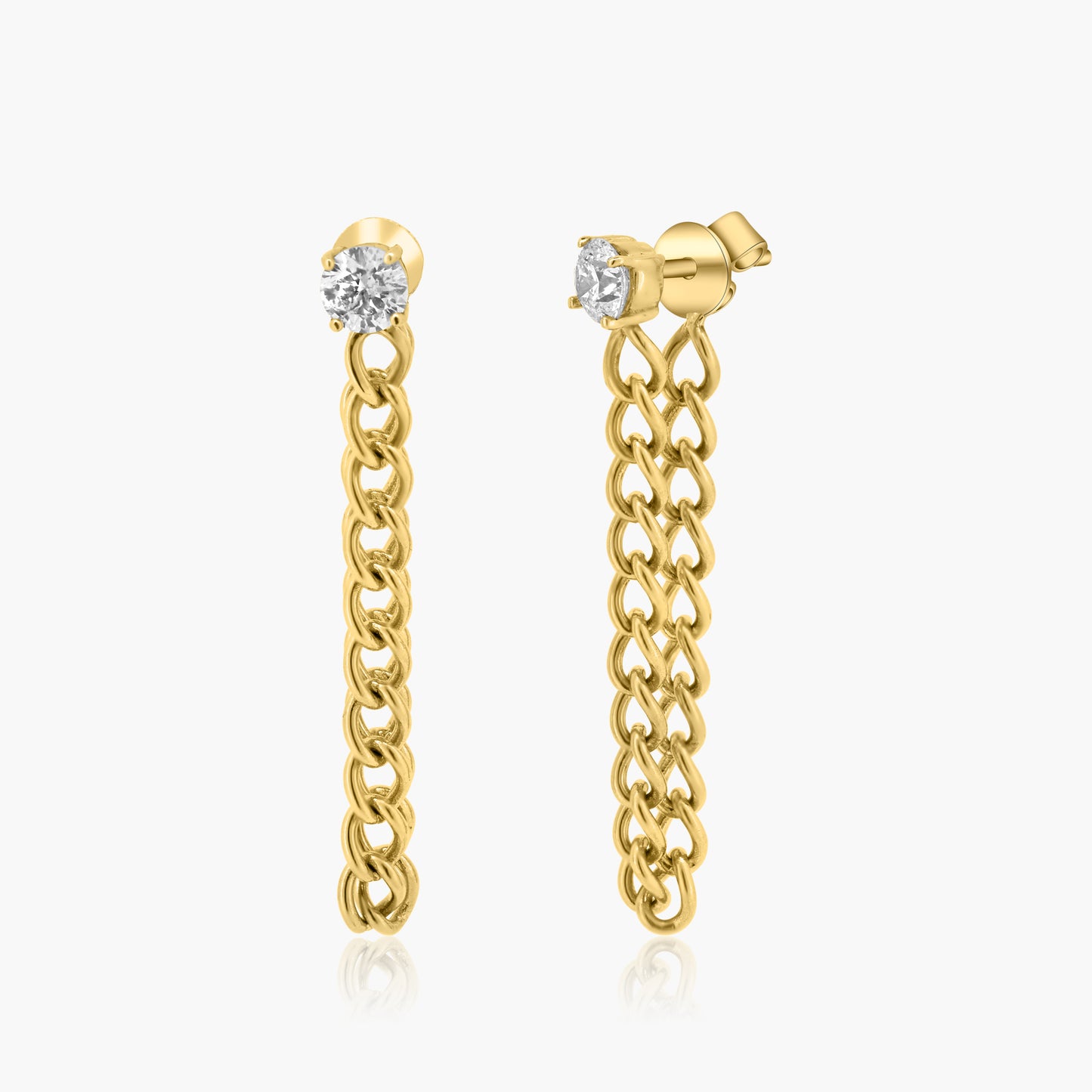 14K Yellow Gold Chain Link Dangle Earrings-E60608101