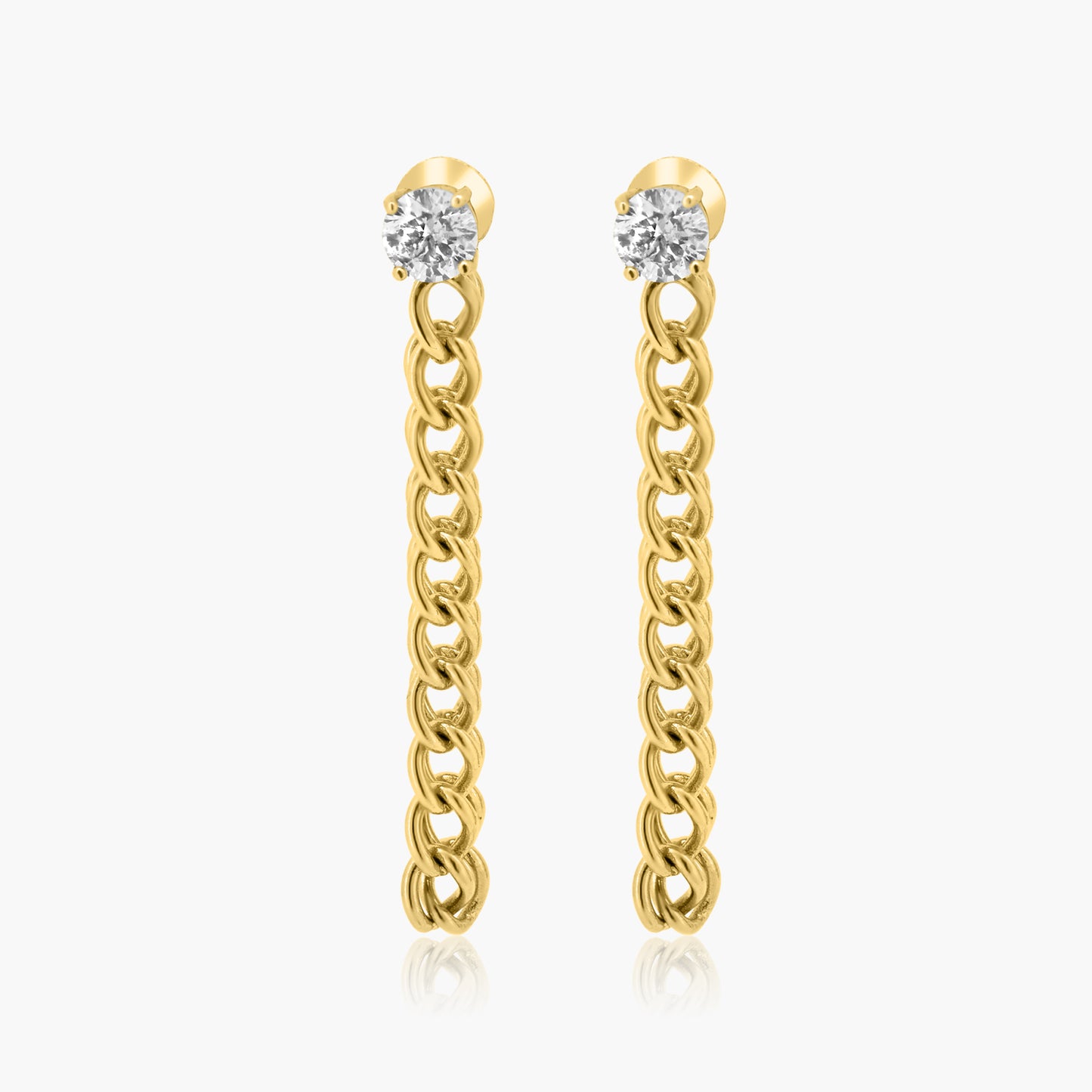 14K Yellow Gold Chain Link Dangle Earrings-E60608101